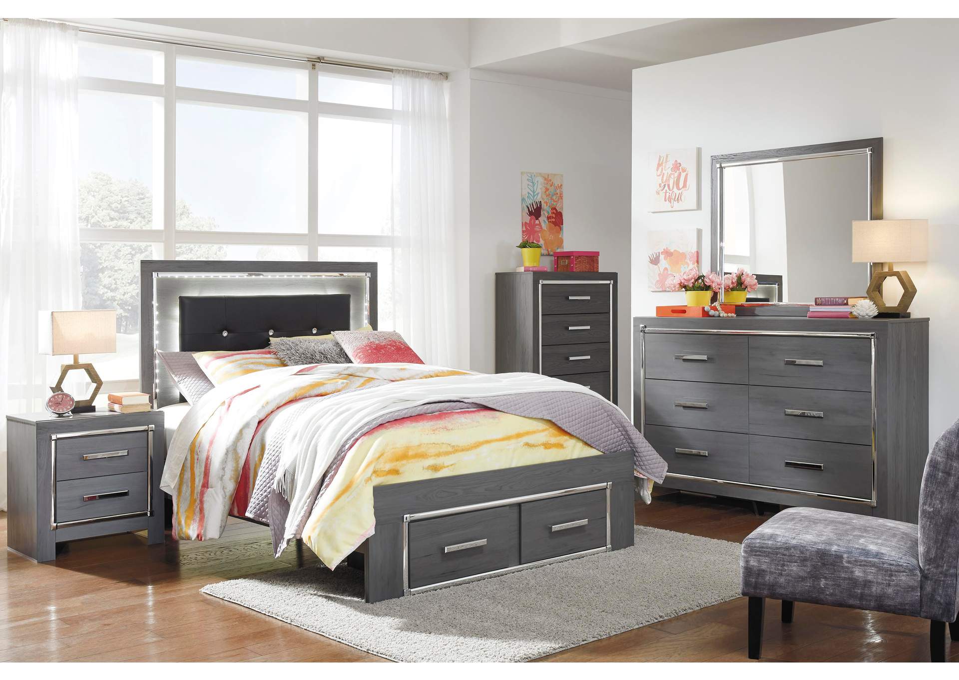 Lodanna Full Panel Bed with 2 Storage Drawers