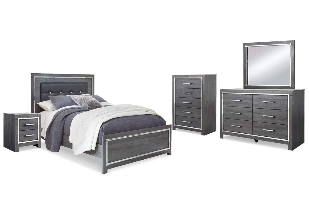 Lodanna Queen Panel Bed with Mirrored Dresser, Chest and Nightstand