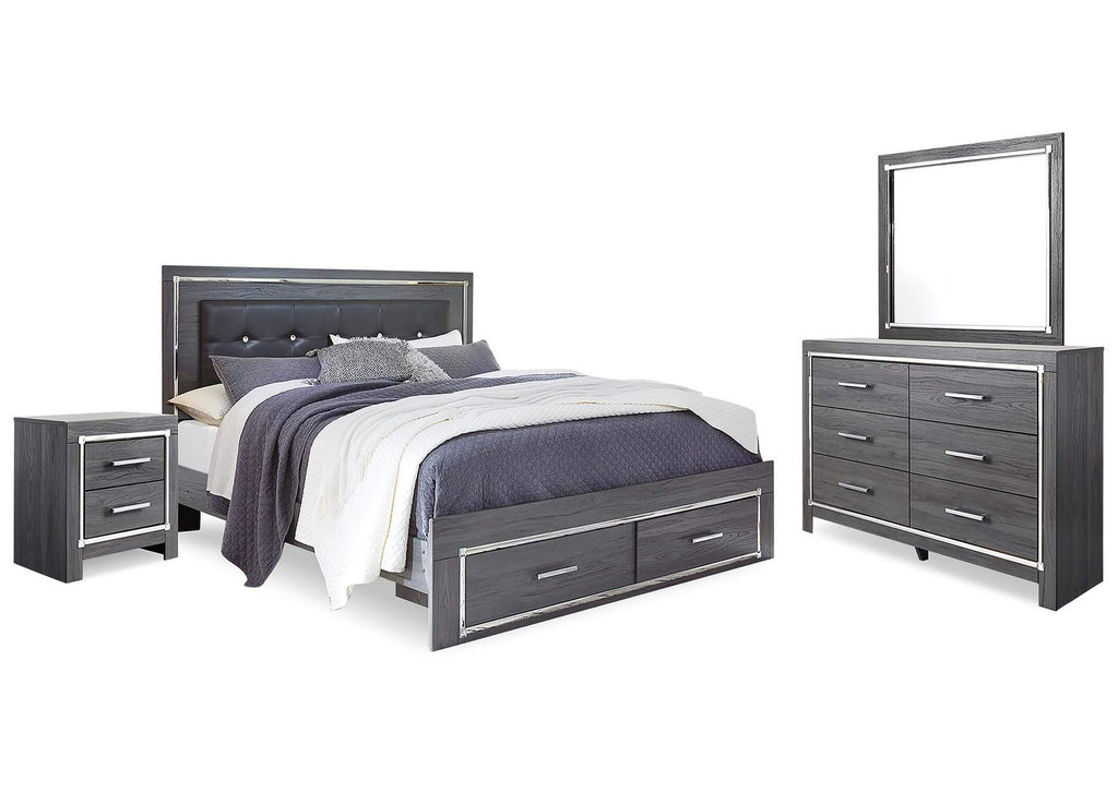 Lodanna Queen Panel Bed with Mirrored Dresser and Nightstand