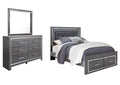 Lodanna Queen Panel Bed with 2 Storage Drawers with Mirrored Dresser