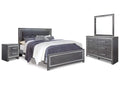 Lodanna King Panel Bed with Mirrored Dresser and Nightstand
