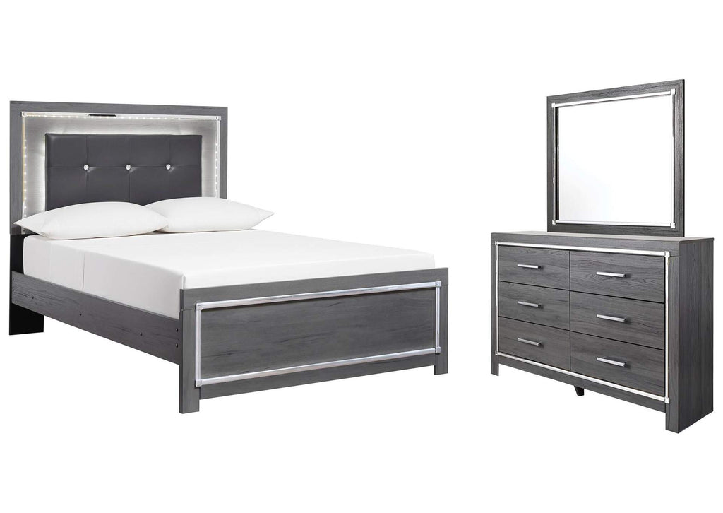 Lodanna Full Panel Bed with Mirrored Dresser