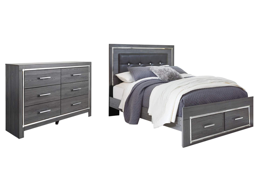 Lodanna Queen Panel Bed with 2 Storage Drawers with Dresser