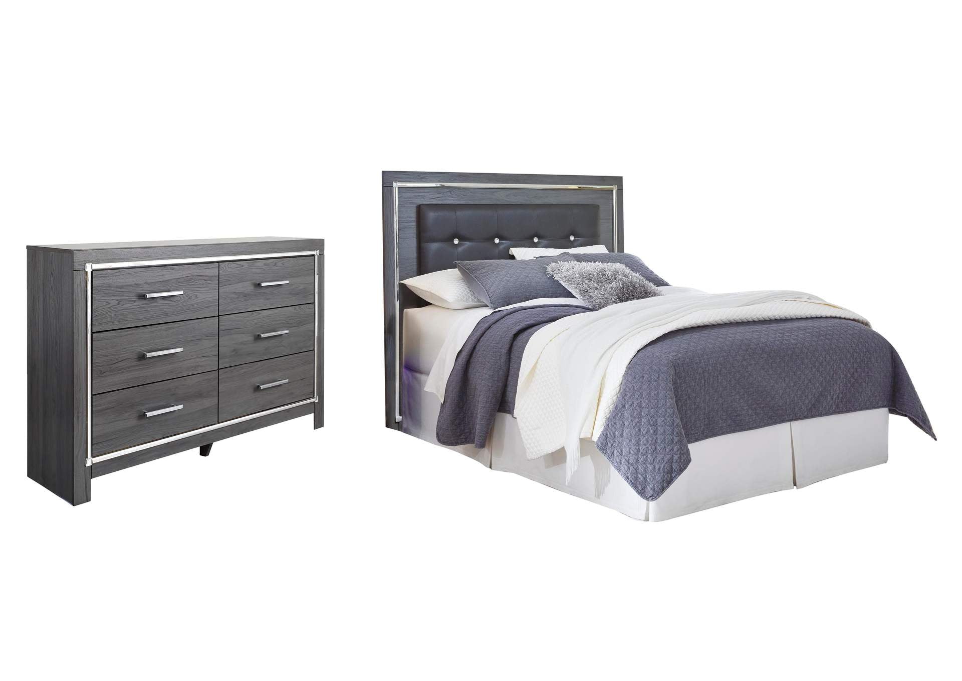 Lodanna Queen/Full Upholstered Panel Headboard Bed with Dresser