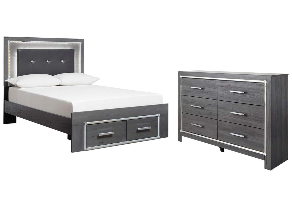 Lodanna Full Panel Bed with 2 Storage Drawers with Dresser