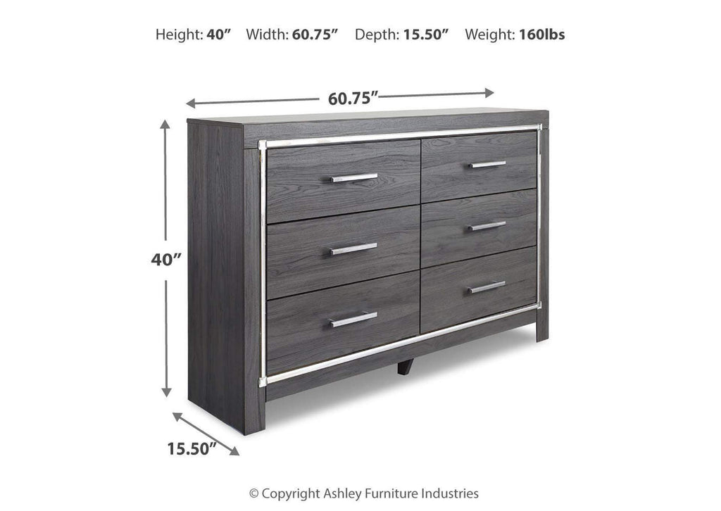 Lodanna Full Upholstered Panel Headboard with Mirrored Dresser dimensions