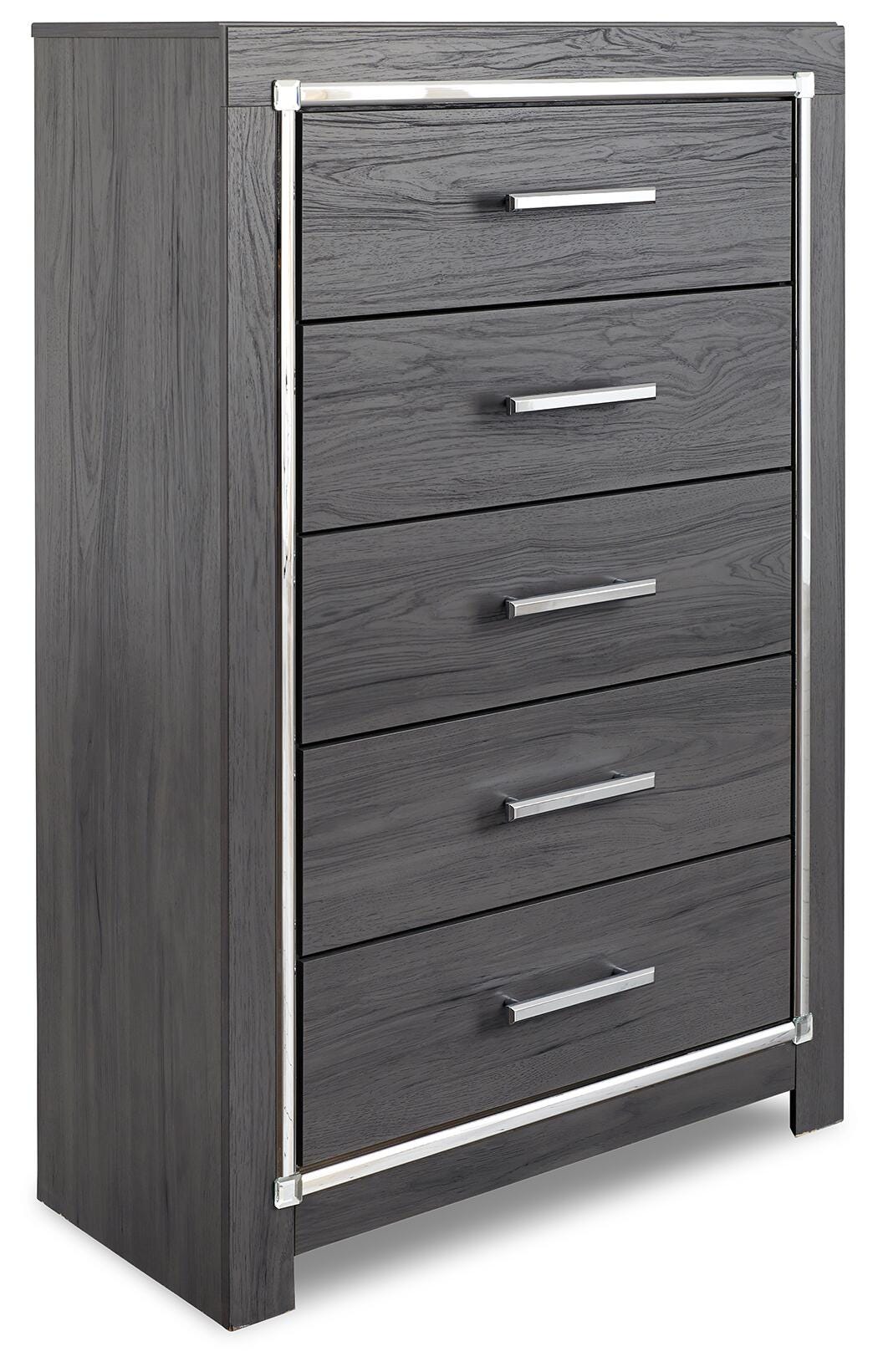Lodanna Chest of Drawers in Gray, angle view