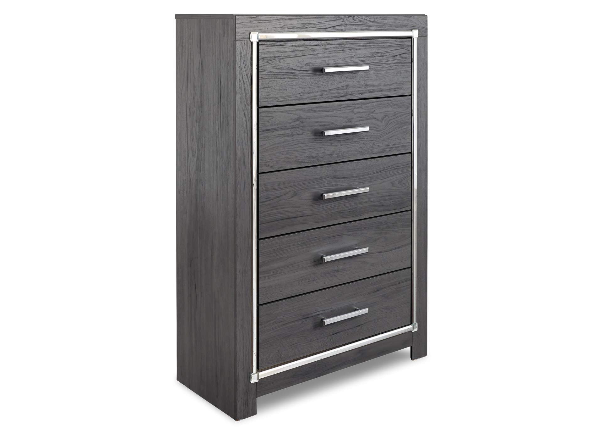 Lodanna King Panel Bed with Mirrored Dresser, Chest and 2 Nightstands angled view
