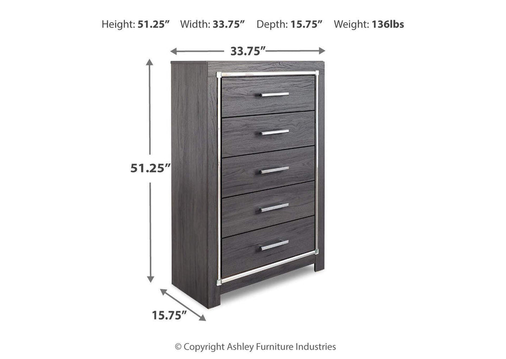 Lodanna Full Panel Bed with 2 Storage Drawers with Mirrored Dresser and Chest dimensions
