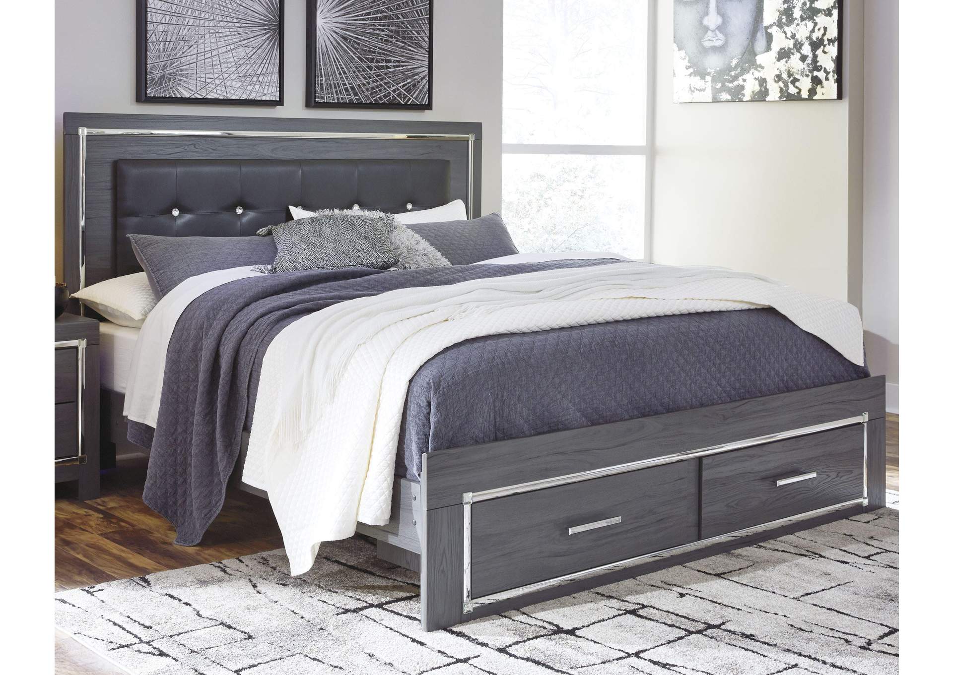 Lodanna King Panel Bed with 2 Storage Drawers room view
