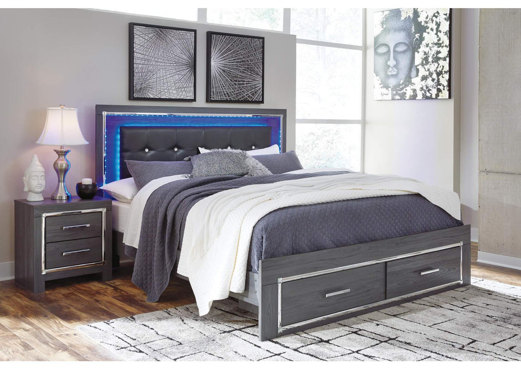 Lodanna King Panel Bed with 2 Storage Drawers