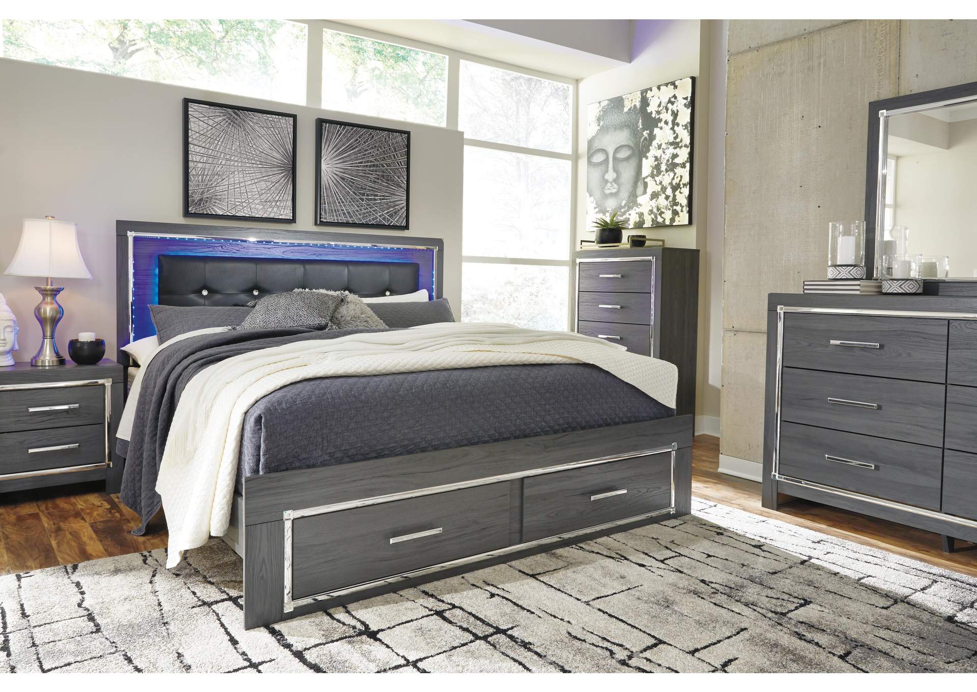 Lodanna King Panel Bed with 2 Storage Drawers