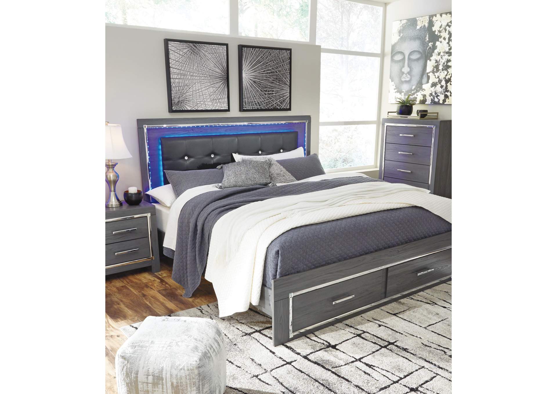 Lodanna King Panel Bed with 2 Storage Drawers