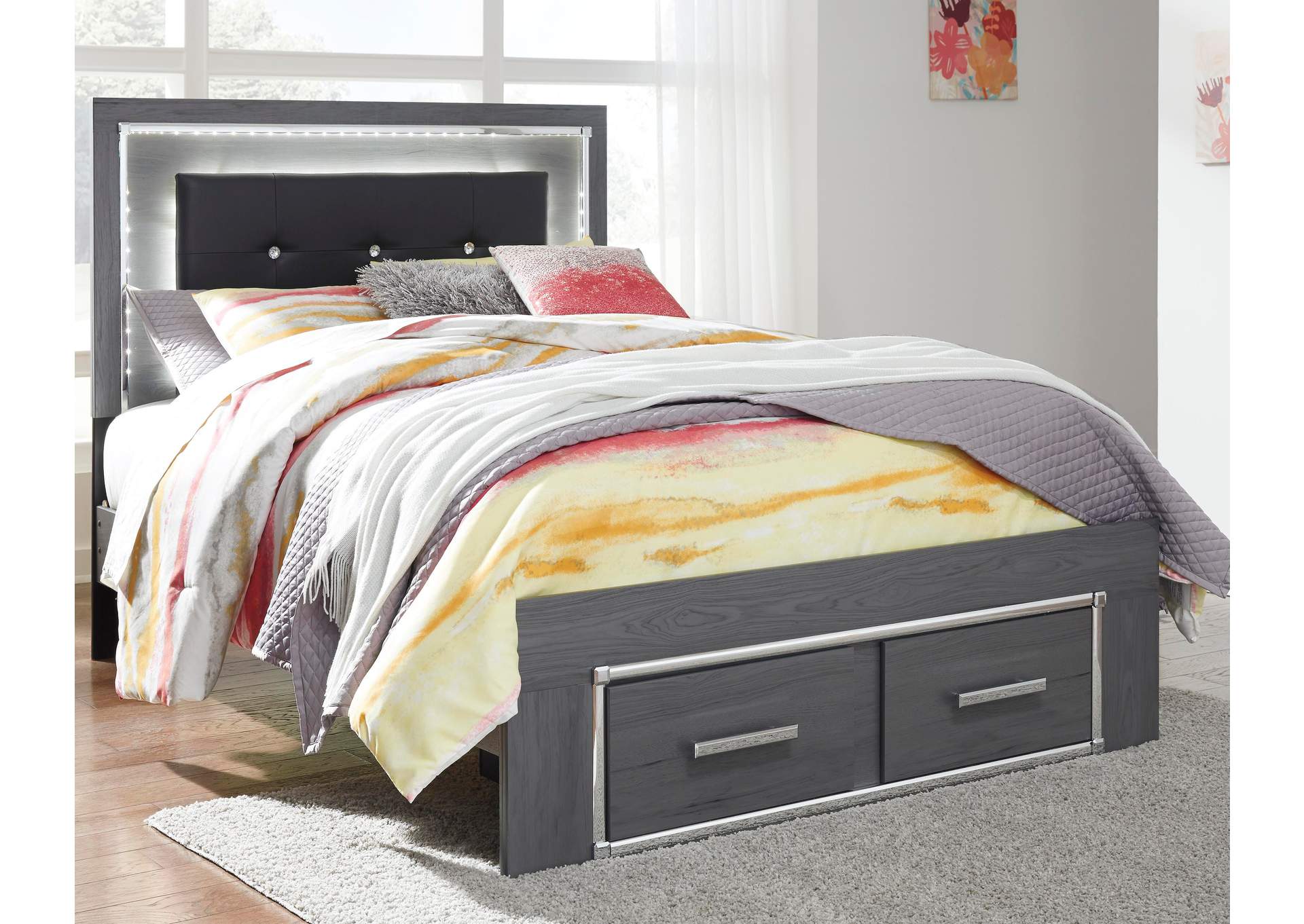 Lodanna Full Panel Bed with 2 Storage Drawers room view