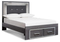 Lodanna King Panel Bed with 2 Storage Drawers with Dresser