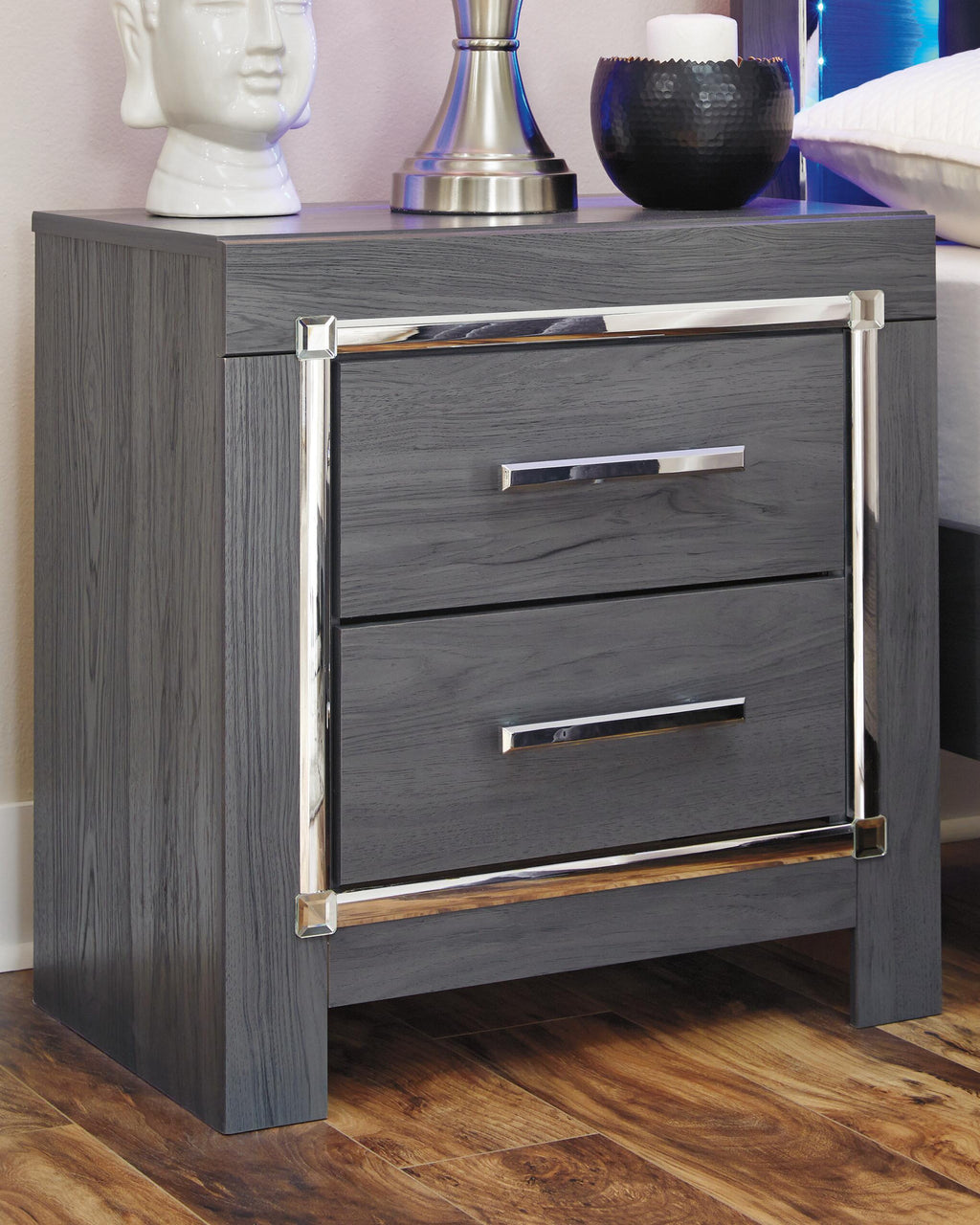 Lodanna Nightstand in Gray, lifestyle view