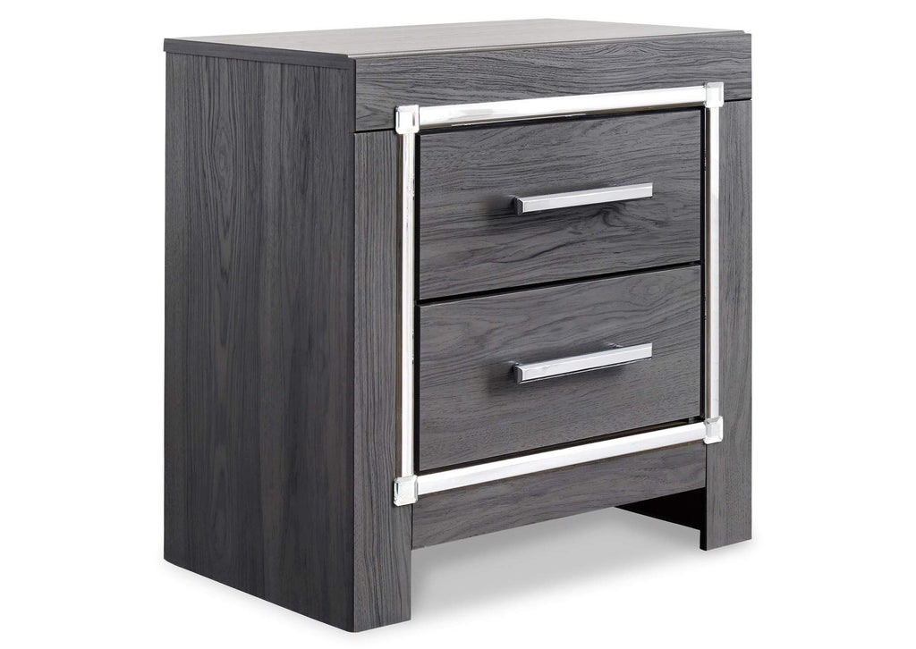Lodanna Queen Panel Bed with Mirrored Dresser and 2 Nightstands angled view