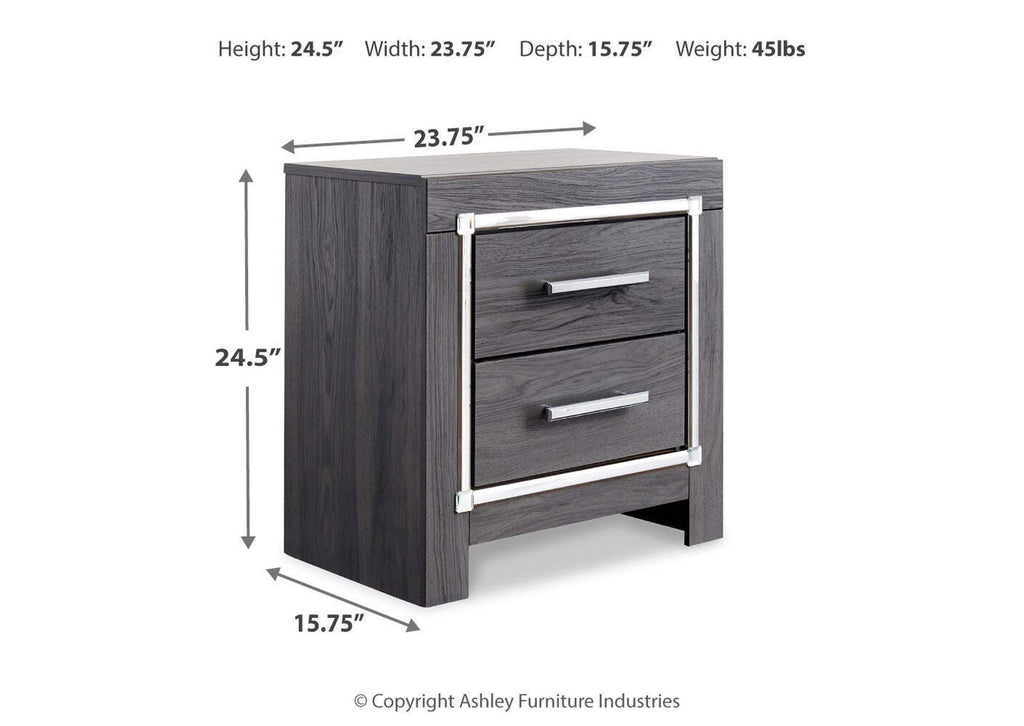 Lodanna King Panel Bed with Mirrored Dresser, Chest and 2 Nightstands dimensions
