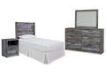 Baystorm Twin Panel Headboard with Mirrored Dresser and Nightstand