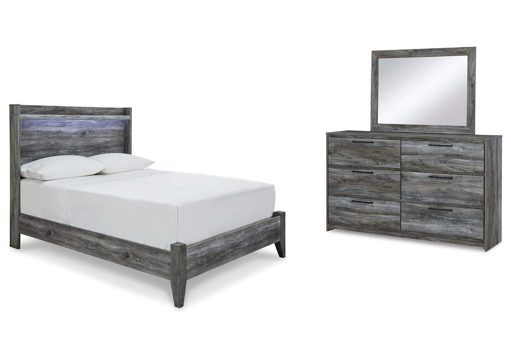 Baystorm Full Panel Bed with Mirrored Dresser