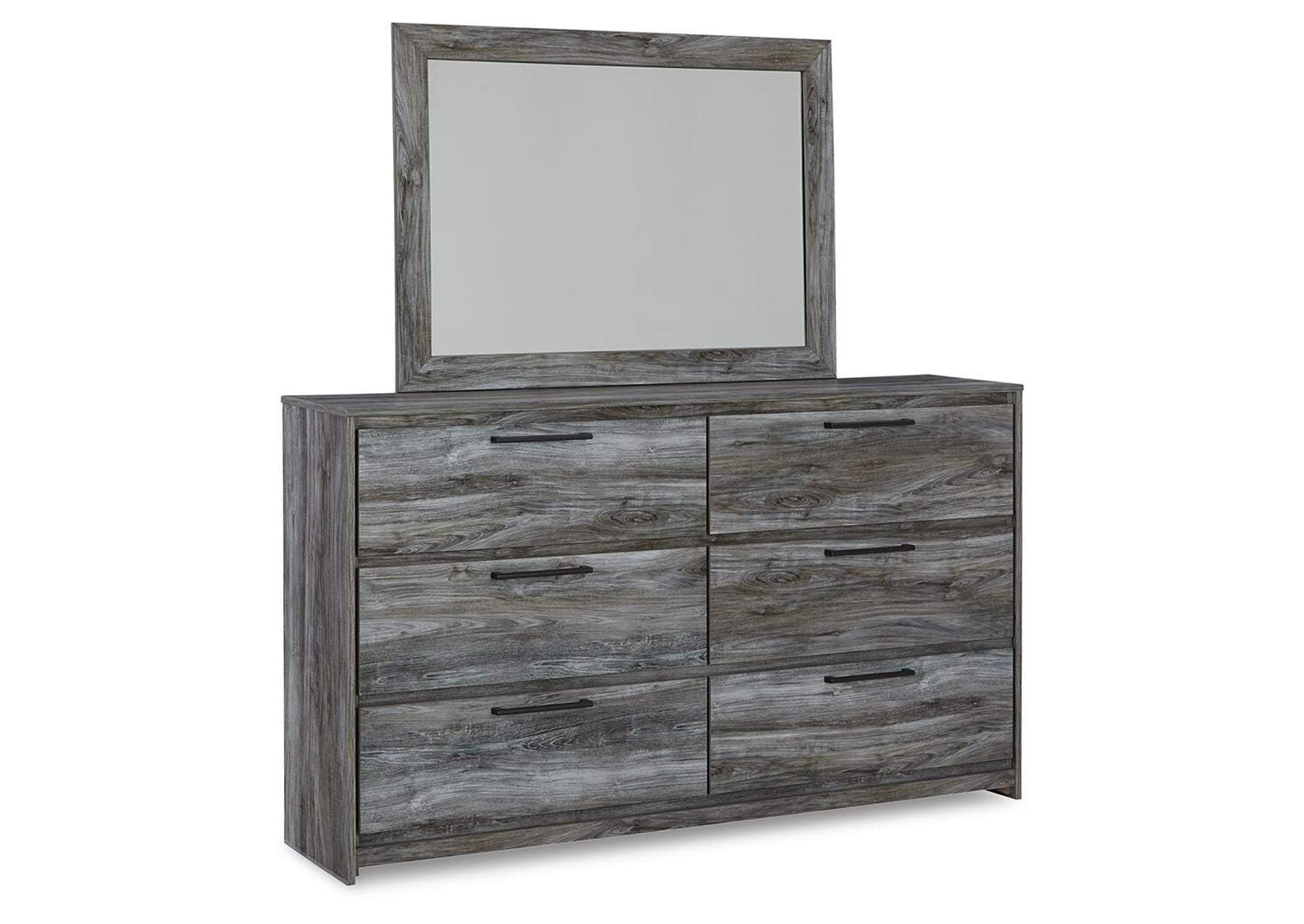 Baystorm Twin Panel Bed with Mirrored Dresser and Nightstand angled view