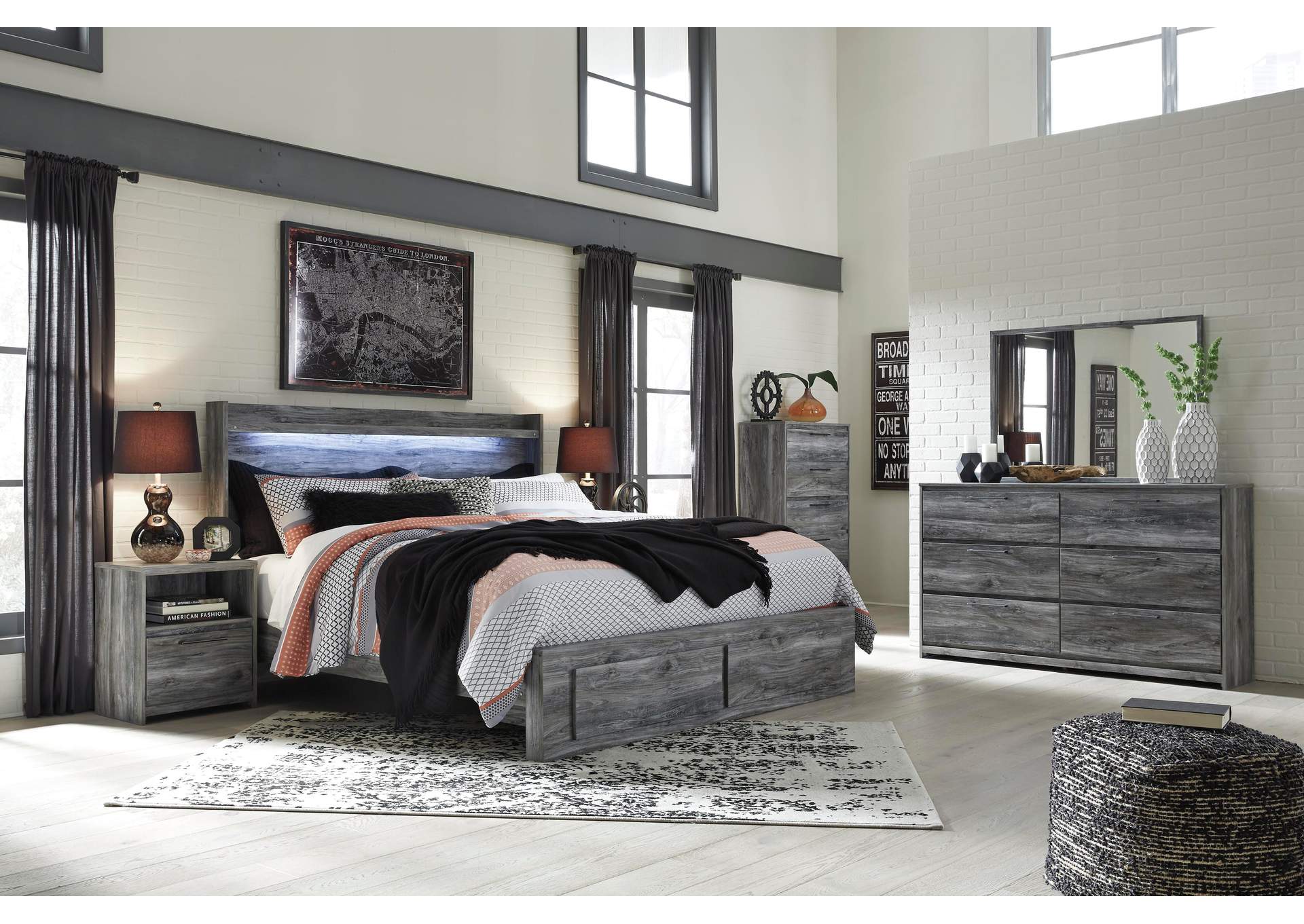 Baystorm King Panel Bed with 2 Storage Drawers