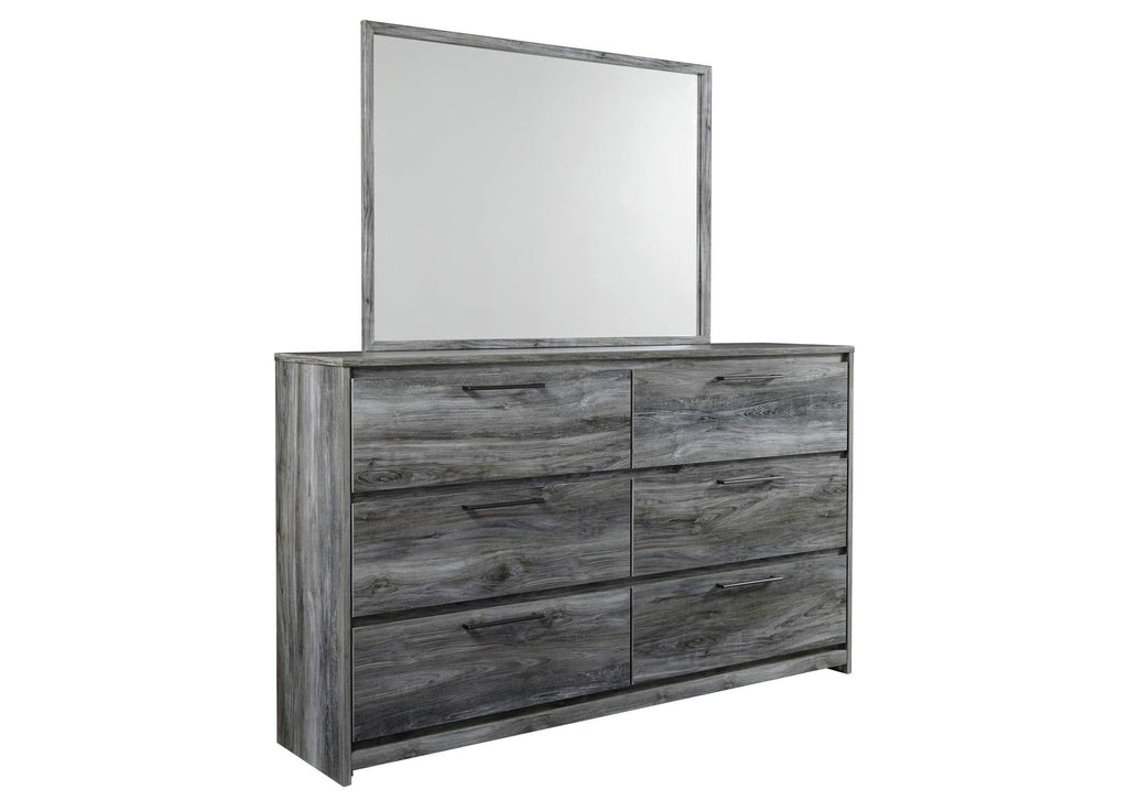 Baystorm Twin Panel Headboard with Mirrored Dresser and Nightstand angled view