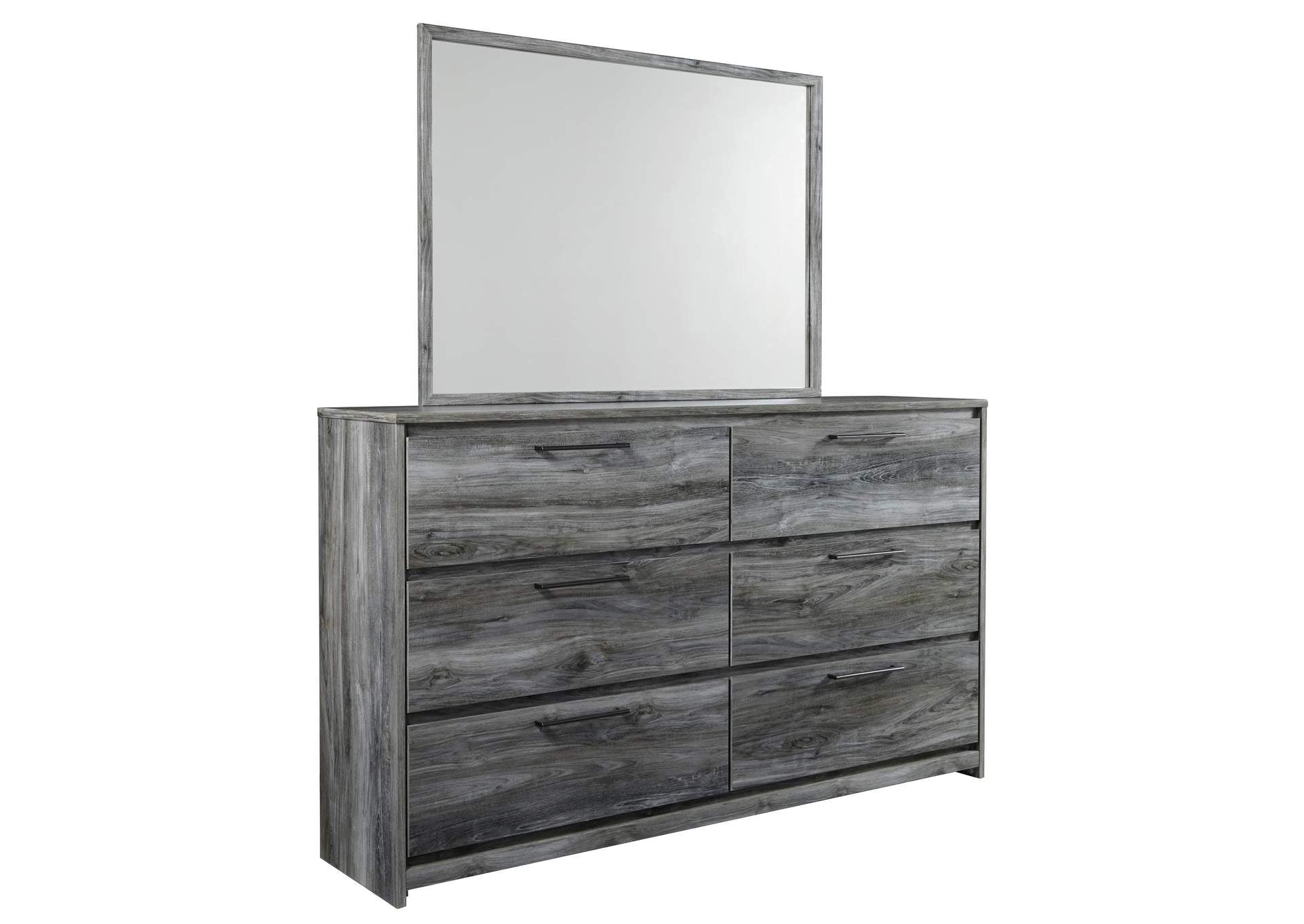 Baystorm Twin Panel Headboard with Mirrored Dresser and Nightstand angled view