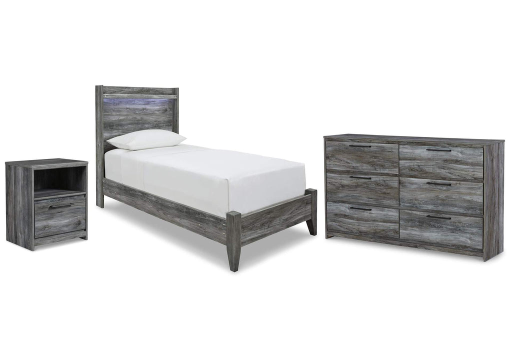 Baystorm Twin Panel Bed with Dresser and Nightstand