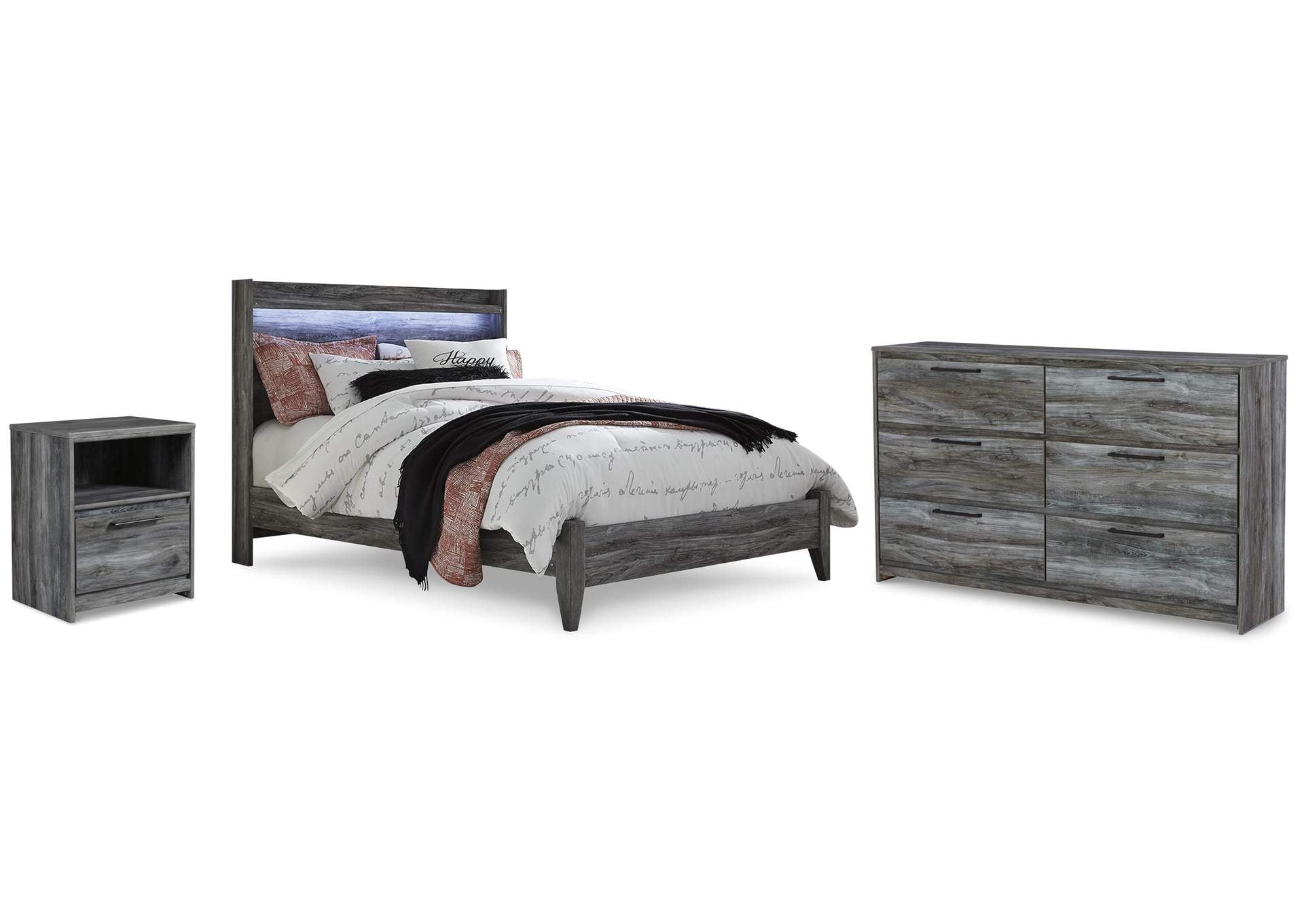 Baystorm Queen Panel Bed with Dresser and Nightstand