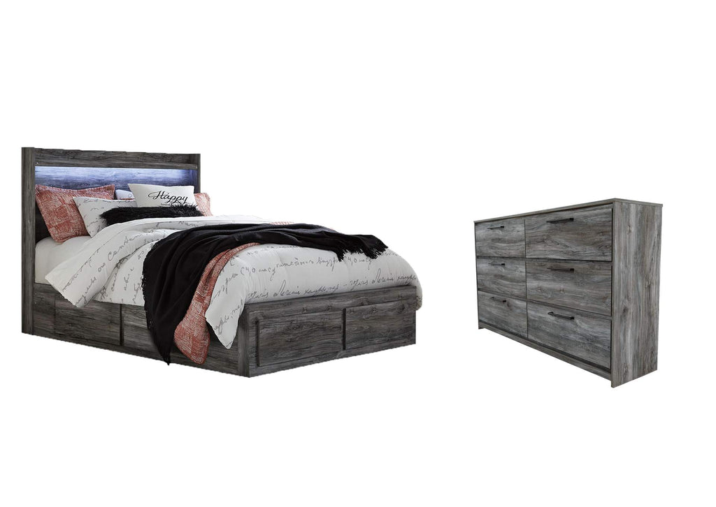 Baystorm Queen Panel Bed with 6 Storage Drawers with Dresser