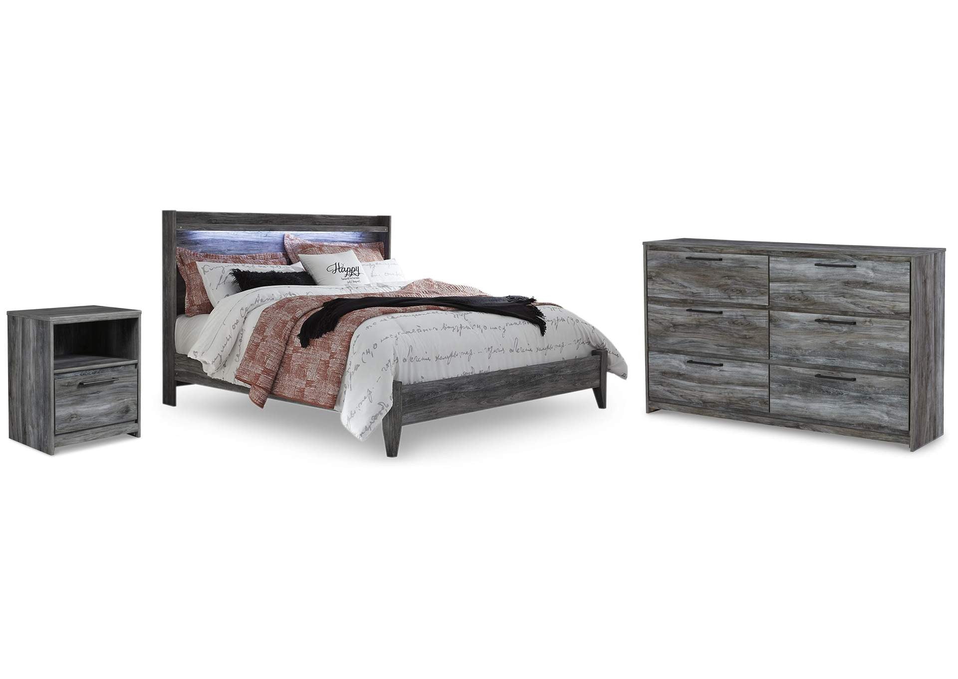 Baystorm King Panel Bed with Dresser and Nightstand