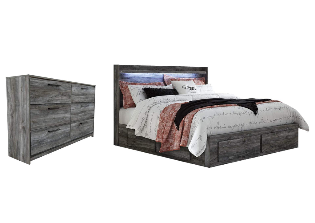 Baystorm King Panel Bed with 6 Storage Drawers and Dresser