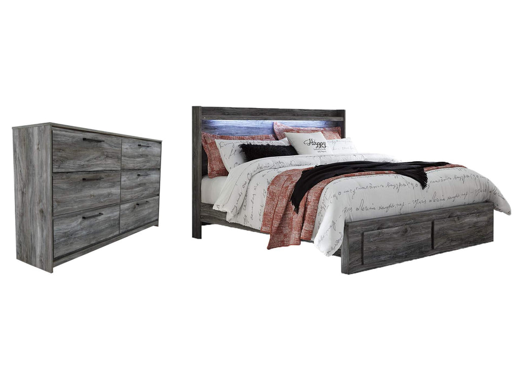 Baystorm King Panel Bed with 2 Storage Drawers and Dresser