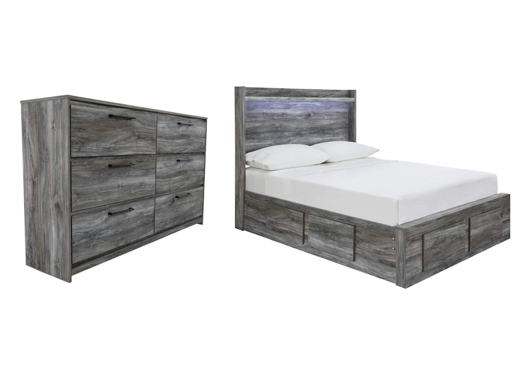 Baystorm Full Panel Bed with 4 Storage Drawers and Dresser