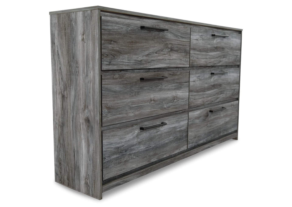 Baystorm Full Panel Bed with 6 Storage Drawers with Dresser angled view
