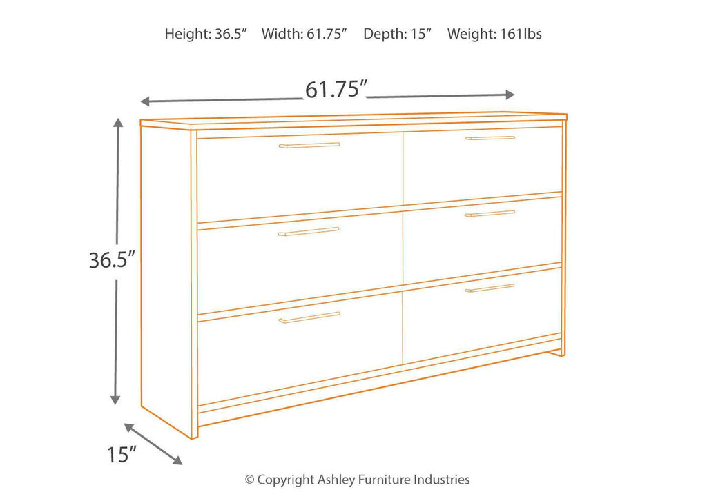 Baystorm Full Panel Bed and Dresser dimensions