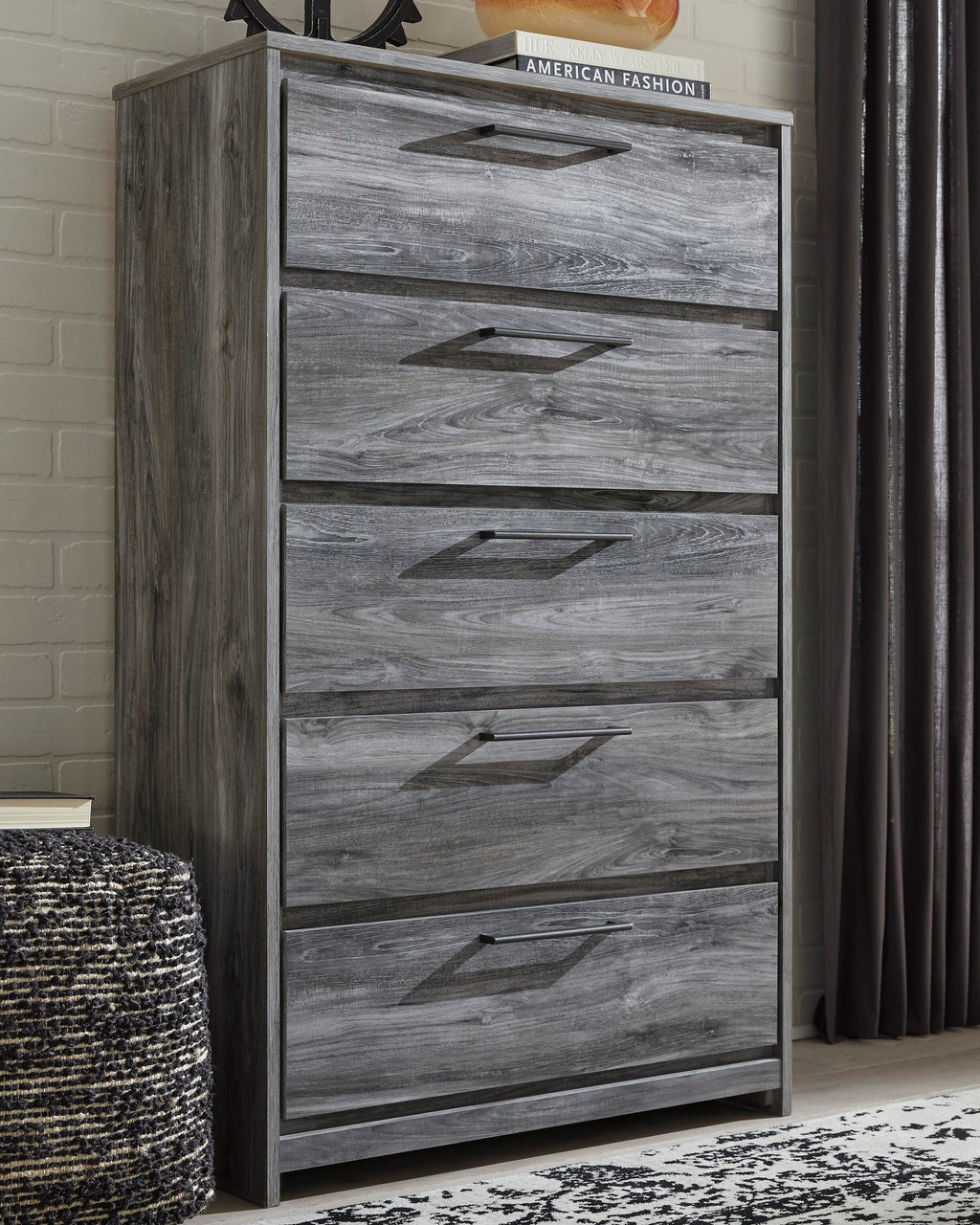 Baystorm Chest of Drawers in Gray, lifestyle view