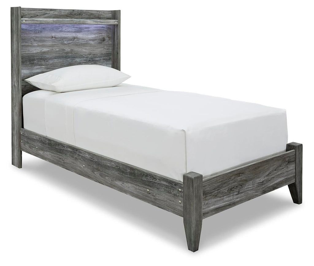 Baystorm Twin Panel Bed in Gray, angle view