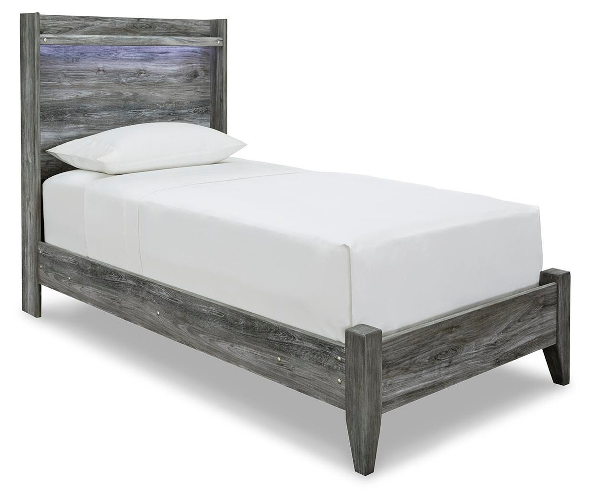 Baystorm Twin Panel Bed in Gray, angle view
