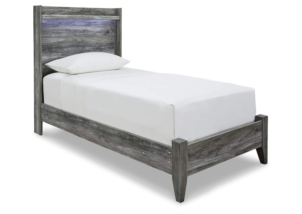 Baystorm Twin Panel Bed with Dresser and Nightstand angled view