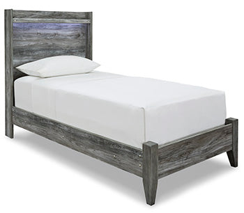 Baystorm Twin Panel Bed in Gray, angle view