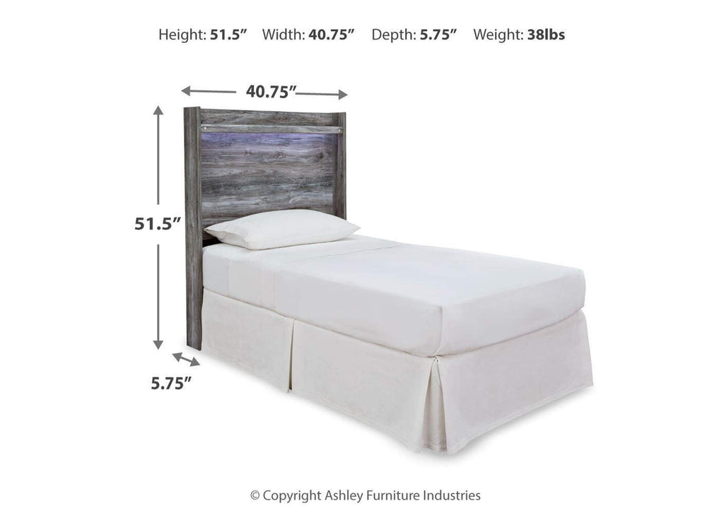 Baystorm Twin Panel Headboard with Mirrored Dresser and Nightstand dimensions