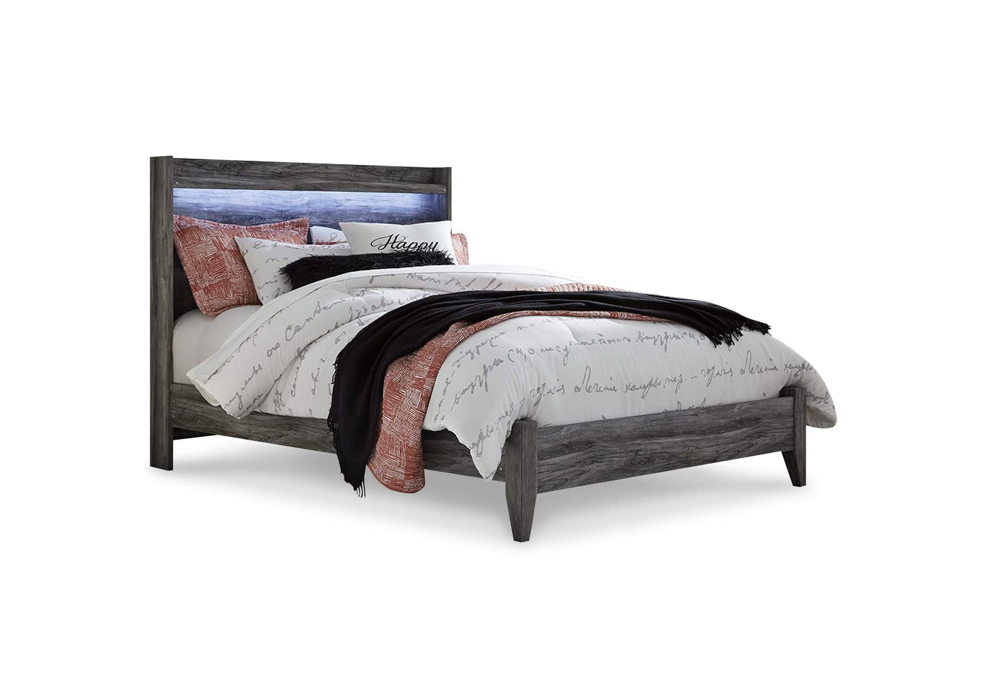 Baystorm Queen Panel Bed with Mirrored Dresser