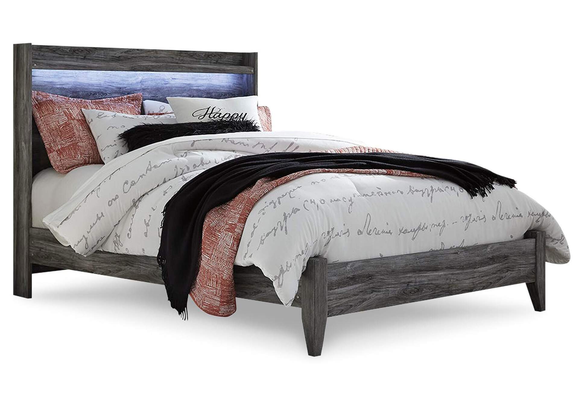 Baystorm Queen Panel Bed with Mirrored Dresser and Nightstand