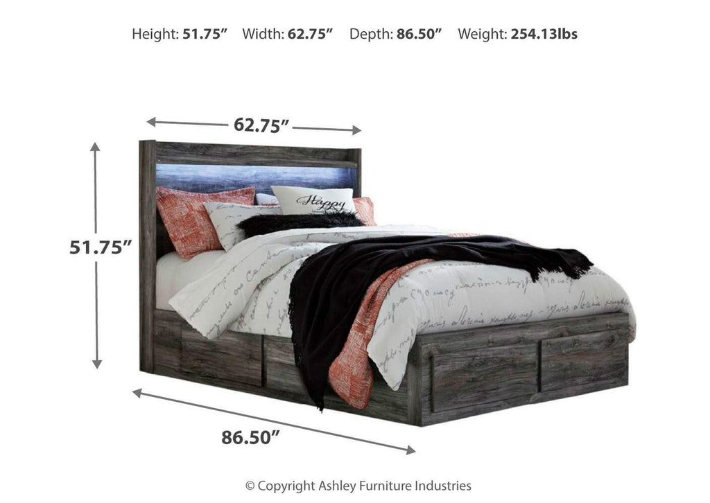 Baystorm Queen Panel Bed with 4 Storage Drawers and Dresser dimensions