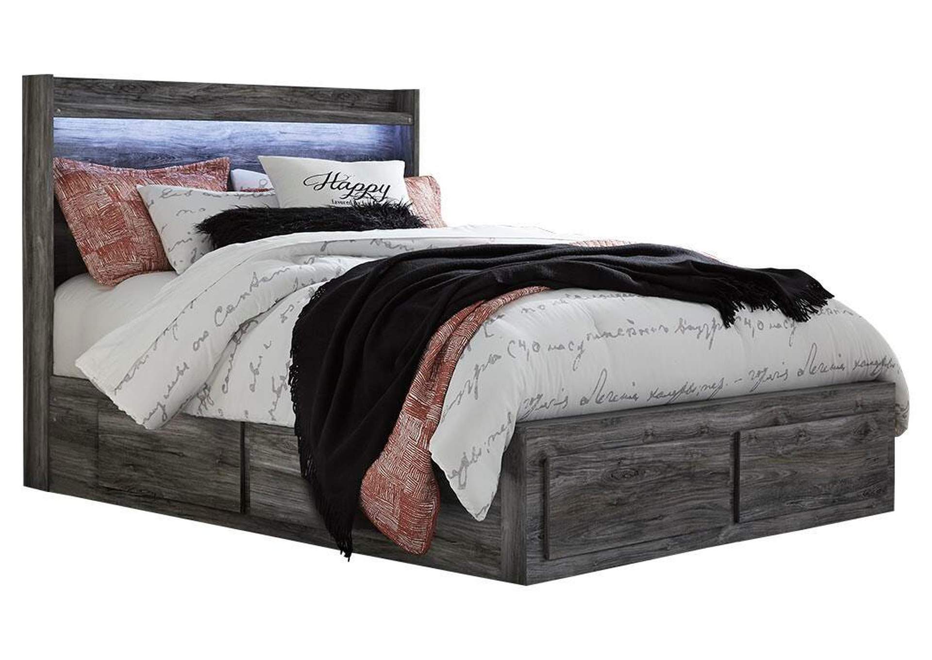 Baystorm Queen Panel Bed with 4 Storage Drawers and Dresser