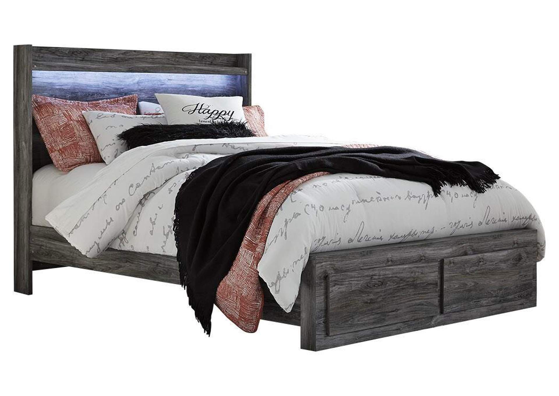 Baystorm Queen Panel Bed with 2 Storage Drawers with Dresser
