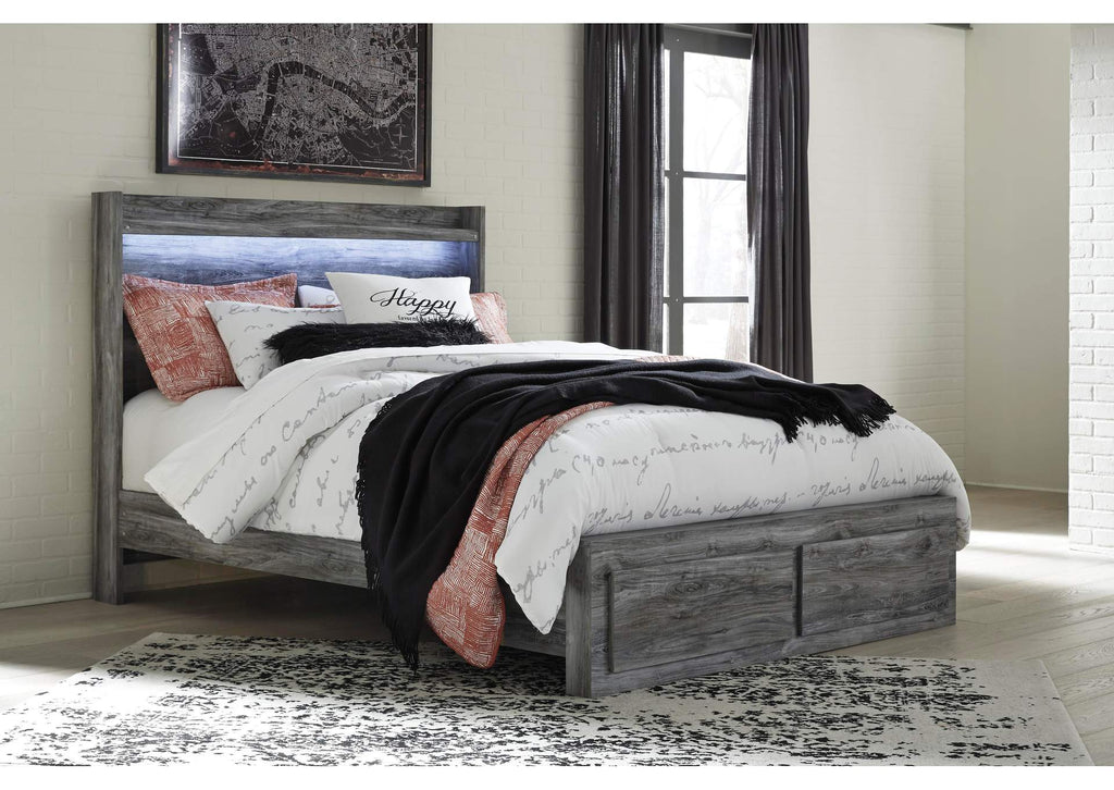 Baystorm Queen Panel Bed with 2 Storage Drawers with Dresser