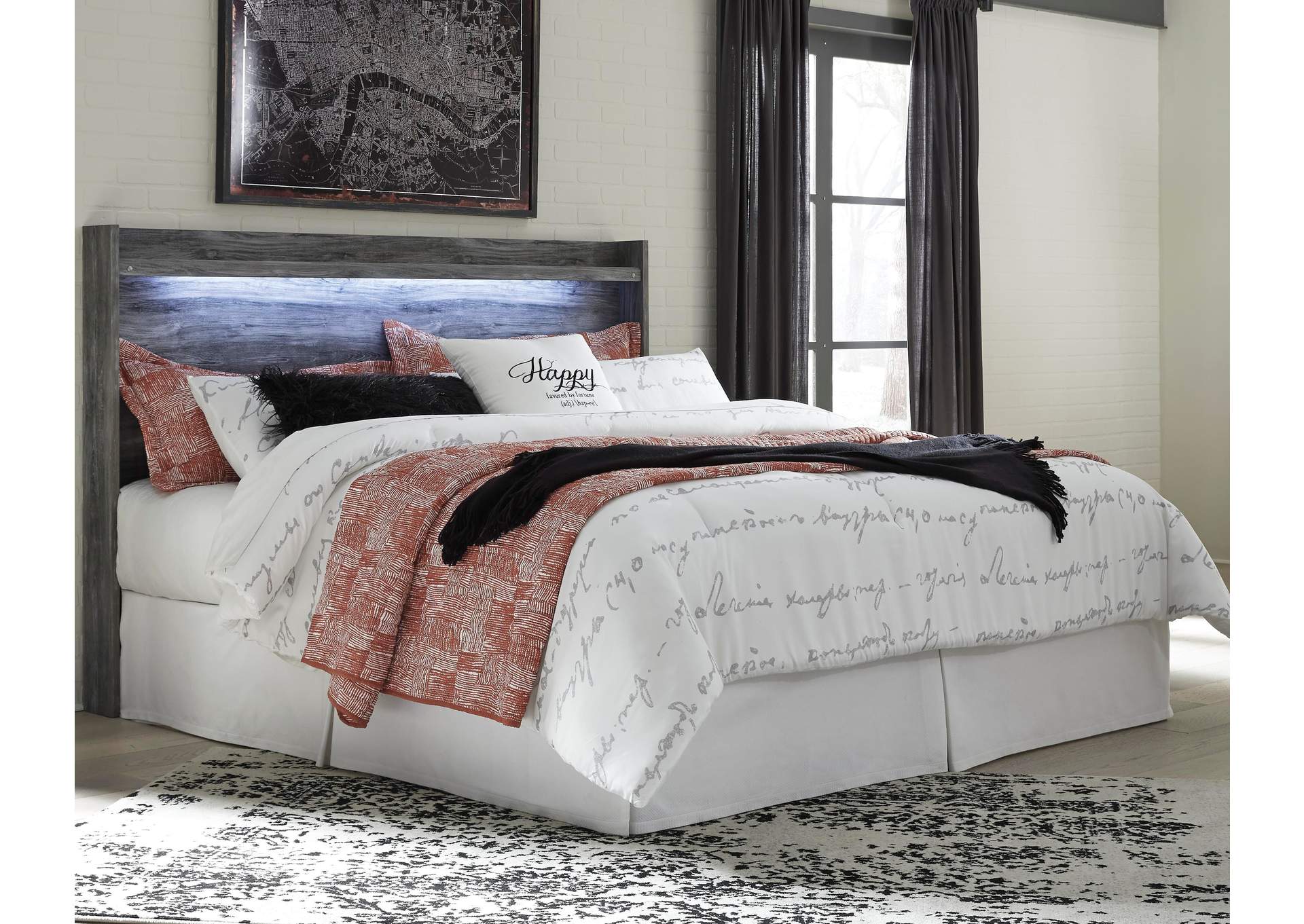 Baystorm King Panel Headboard Bed with Dresser room view